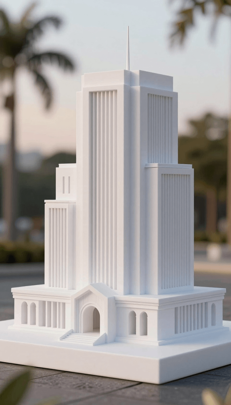 Opheliaai prompt:Turn,Turn the picture of the white architectural model into a realistic renderin…