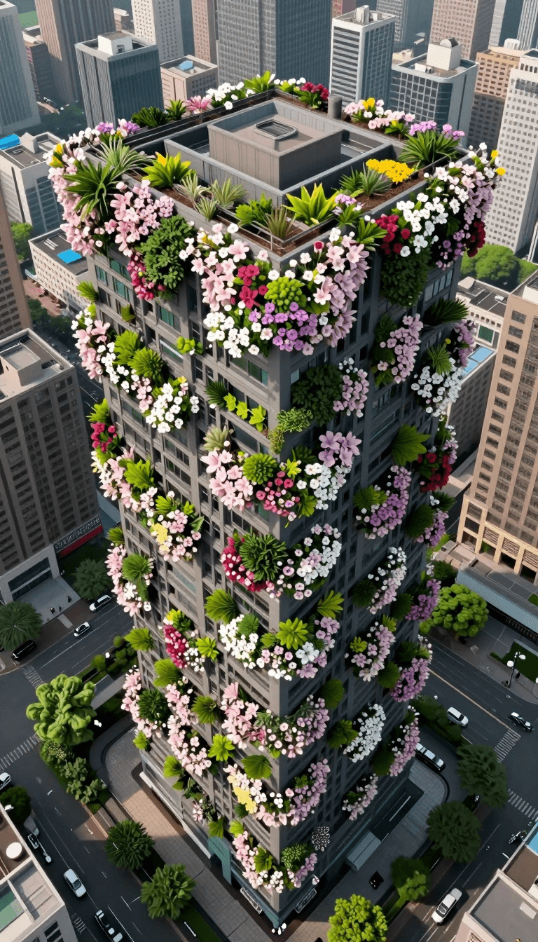Opheliaai prompt:The surface is covered with flowers and plants,Spring feeling architecture,The s…