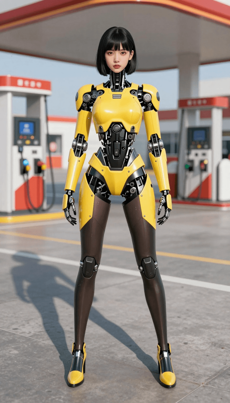 Opheliaai prompt:highly detailed colorized drawing,young woman cyborg in yellow and black,with me…