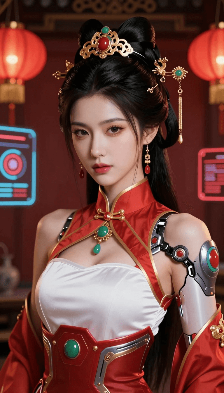 Opheliaai พรอมต์:IPBD,A highly detailed CGI artwork of a beautiful Asian woman with pale skin and…