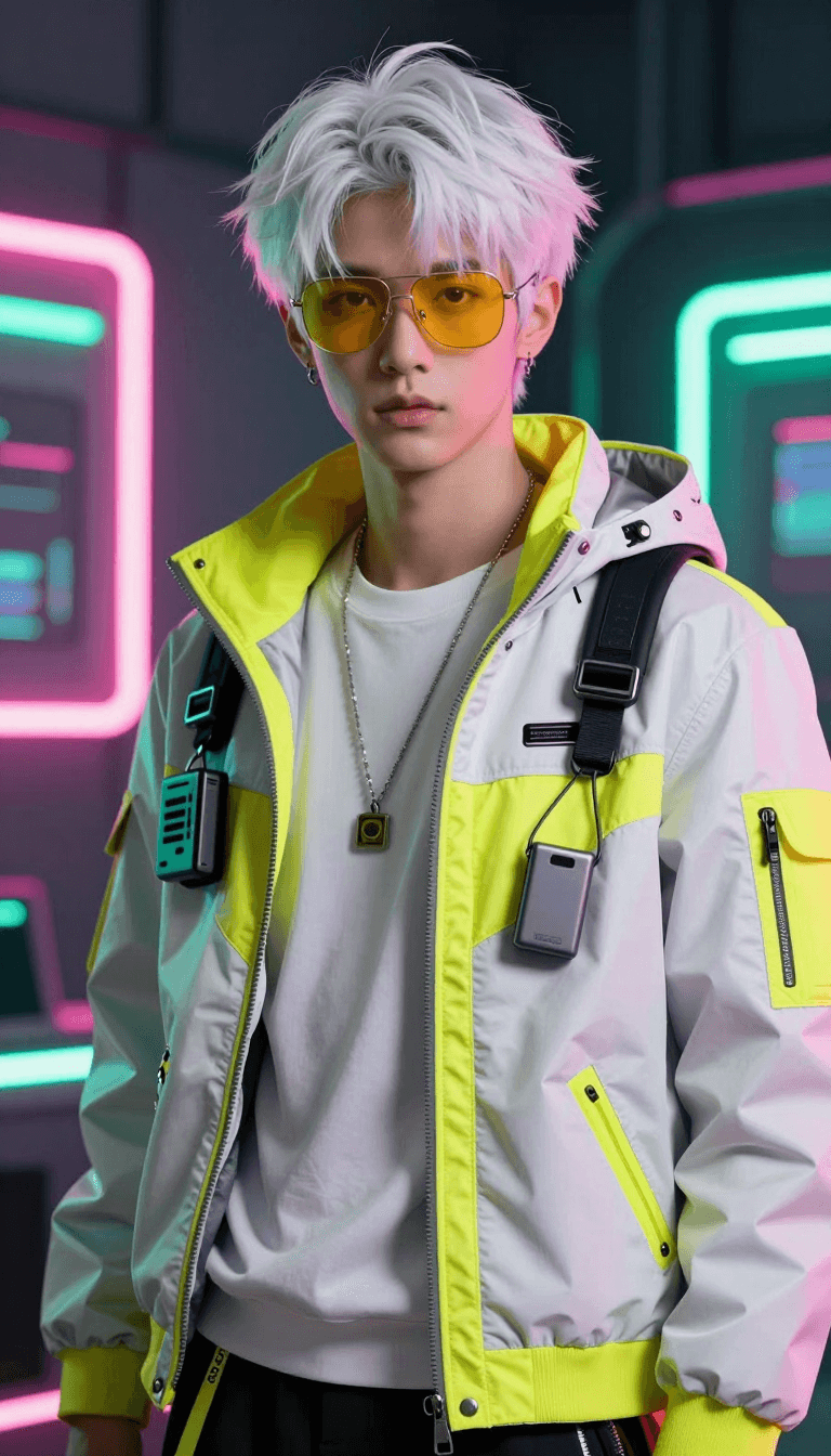 Opheliaai พรอมต์:A highly detailed digital artwork of a young man with a pale complexion, short w…