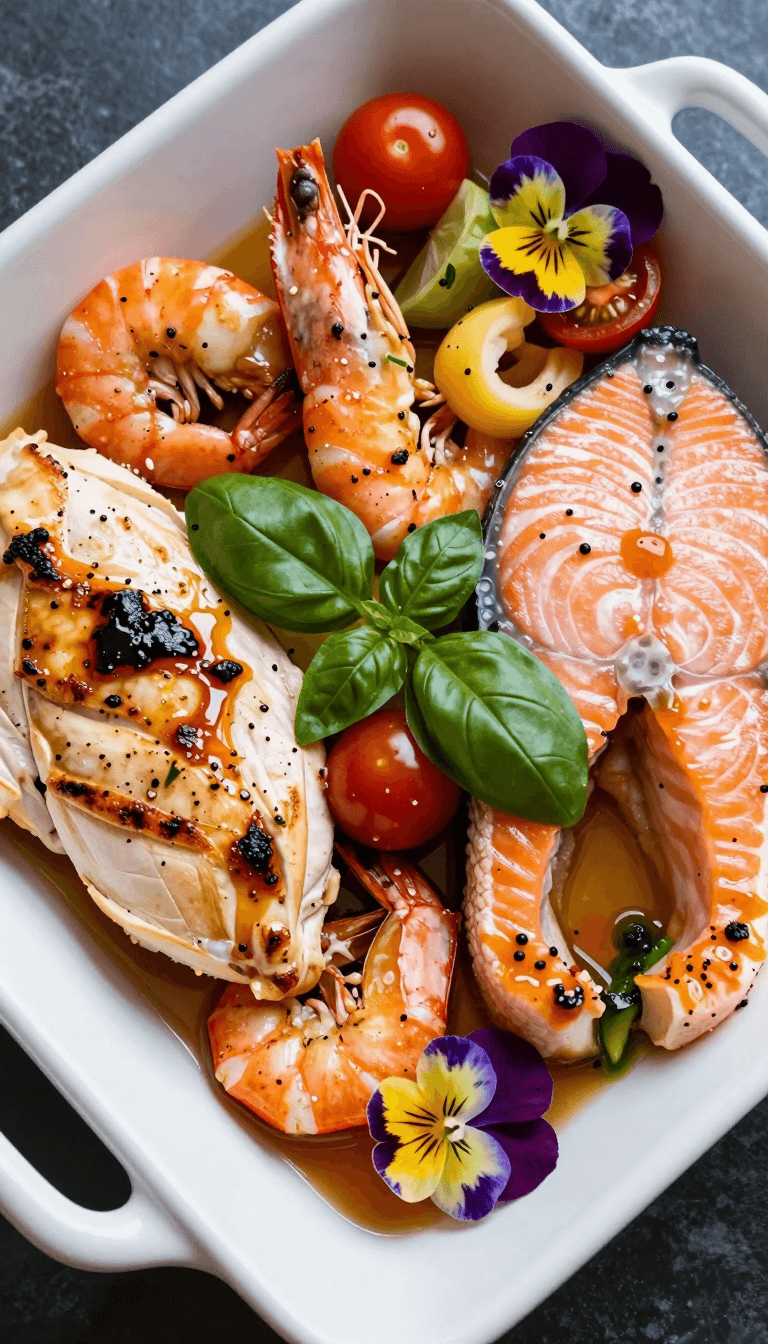 Opheliaai พรอมต์:IPBD,A vibrant top-down photograph of a gourmet platter featuring various ingred…
