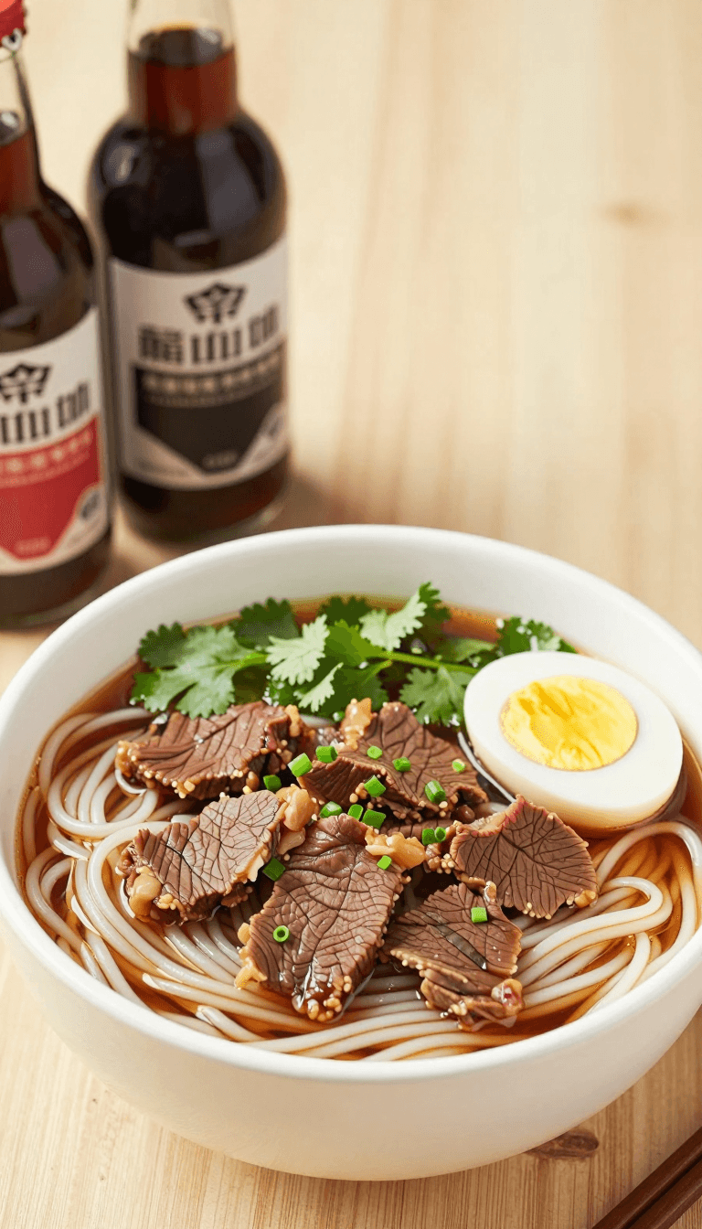 Opheliaai prompt:A bowl of beef noodles, 5 pieces of beef, half a cooked egg, green coriander flo…