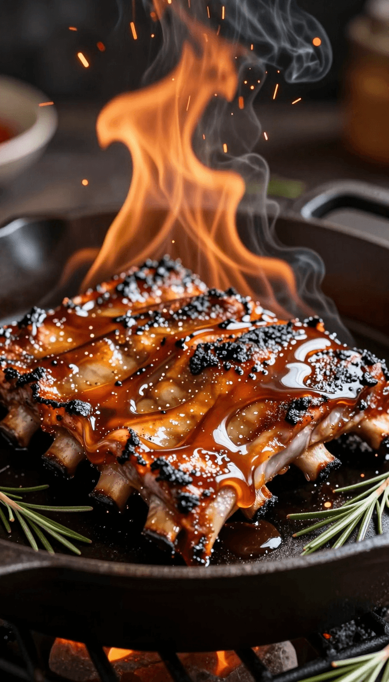 Opheliaai prompt:gourmet food,Close-up photography of caramelized roasted ribs, with the sauce cr…
