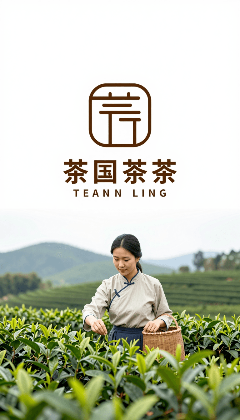 Opheliaai 提示词:Retro print style, an Asian woman in traditional clothing picking tea leaves in…