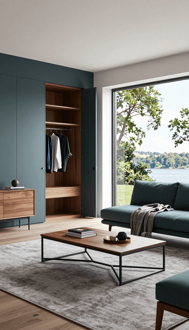 Opheliaai موجه:Luxury,This is a photograph of a modern,minimalist living room with a large wind…
