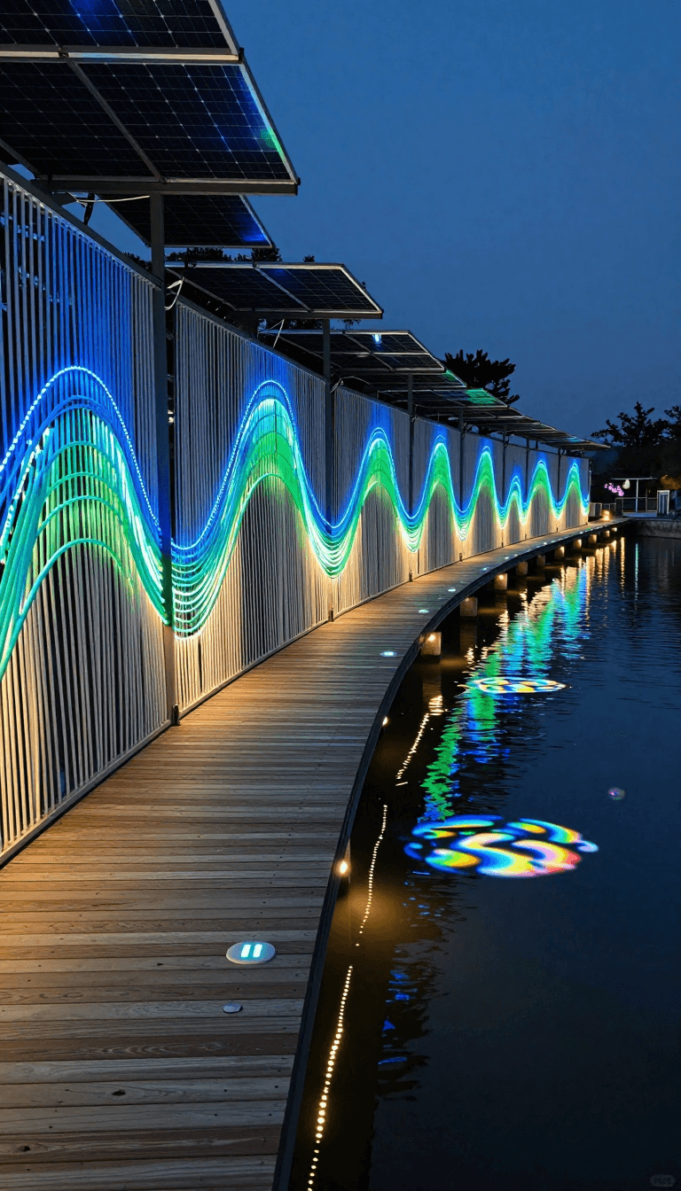 Opheliaai Prompt:Landscape lighting,Lighting design,A 300-meter-long interactive lighting corrido…