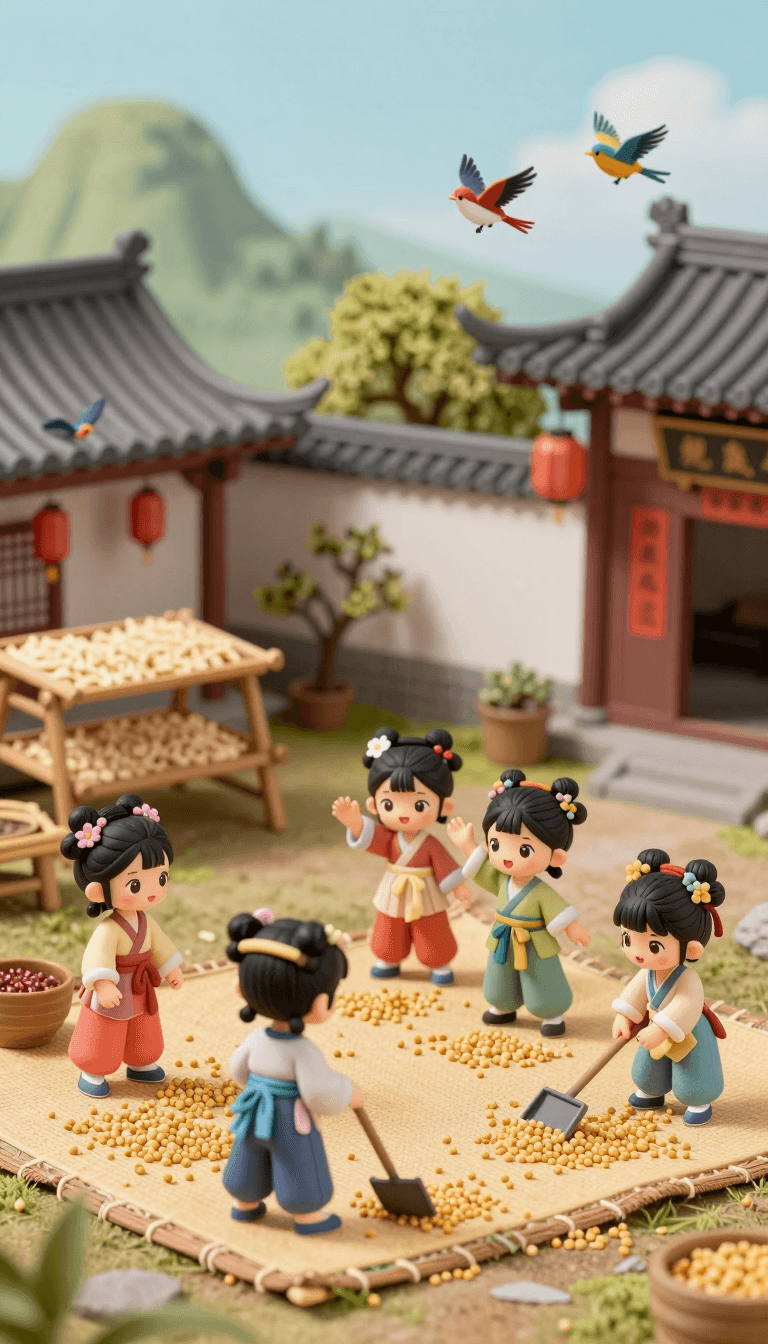 Opheliaai prompt:Miniature landscape, Chinese traditional anime style with cute chibi characters,…