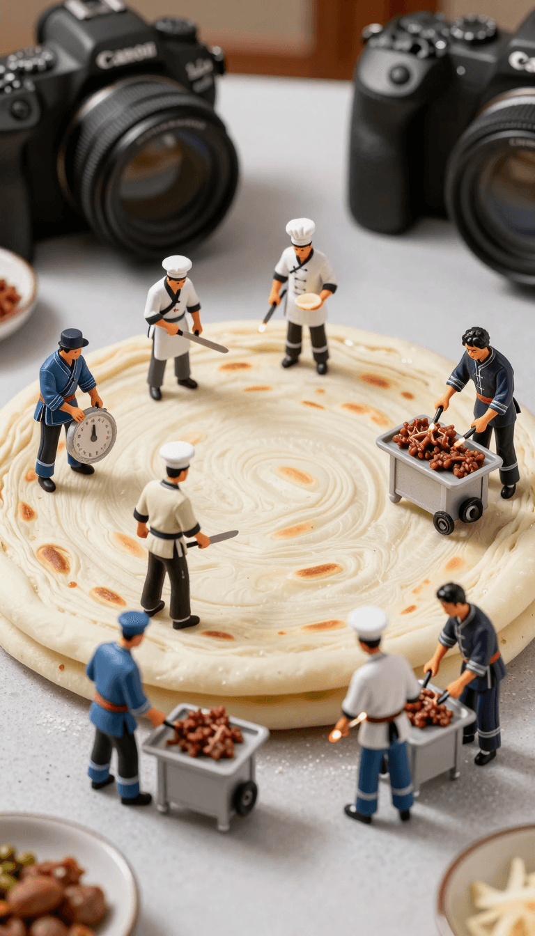Opheliaai prompt:Miniature photography,a group of small Chinese chefs dressed in Hui ethnic cloth…