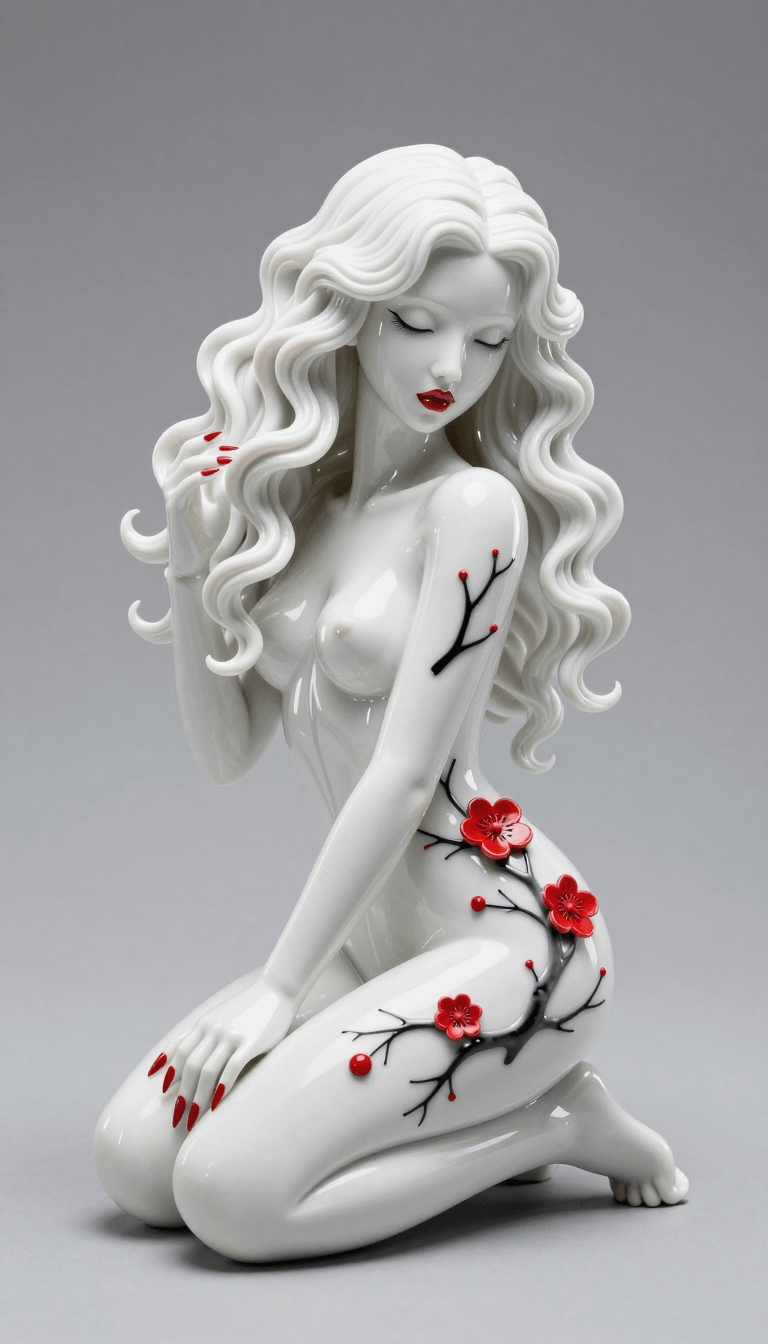 Opheliaai prompt:[image_metadata] title = "Porcelain Flora Figure" style = "Surreal Digital Sculp…