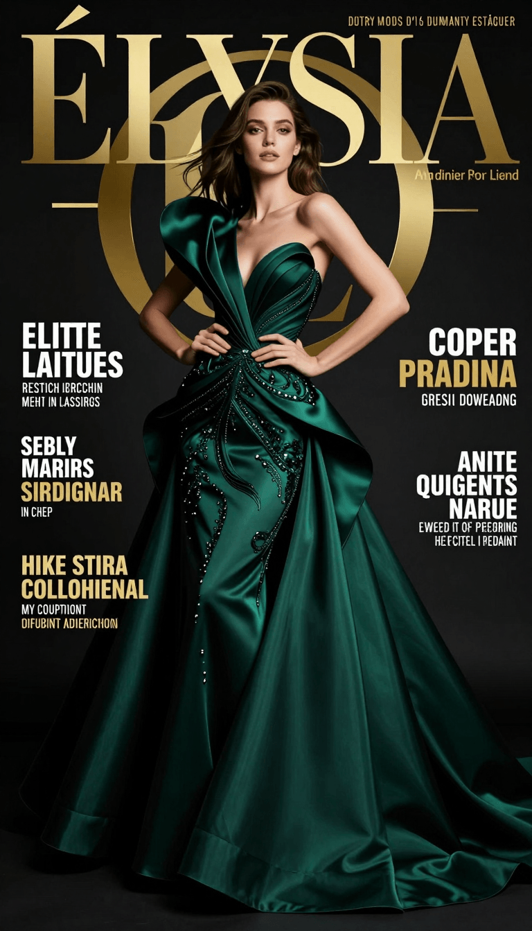 Opheliaai prompt:Create an ultra-luxury high fashion magazine cover for an elite couture brand na…