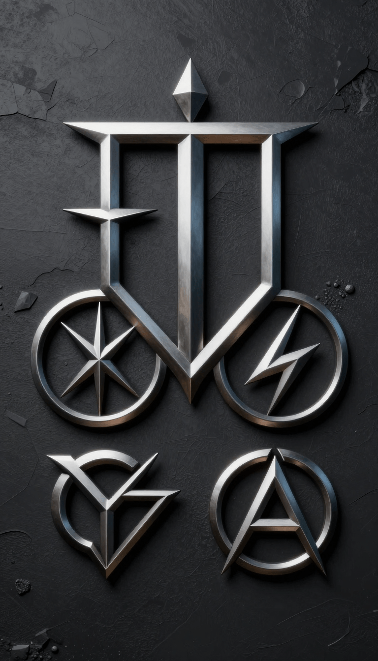 Opheliaai prompt:Dark metallic, heavy-lighted logos