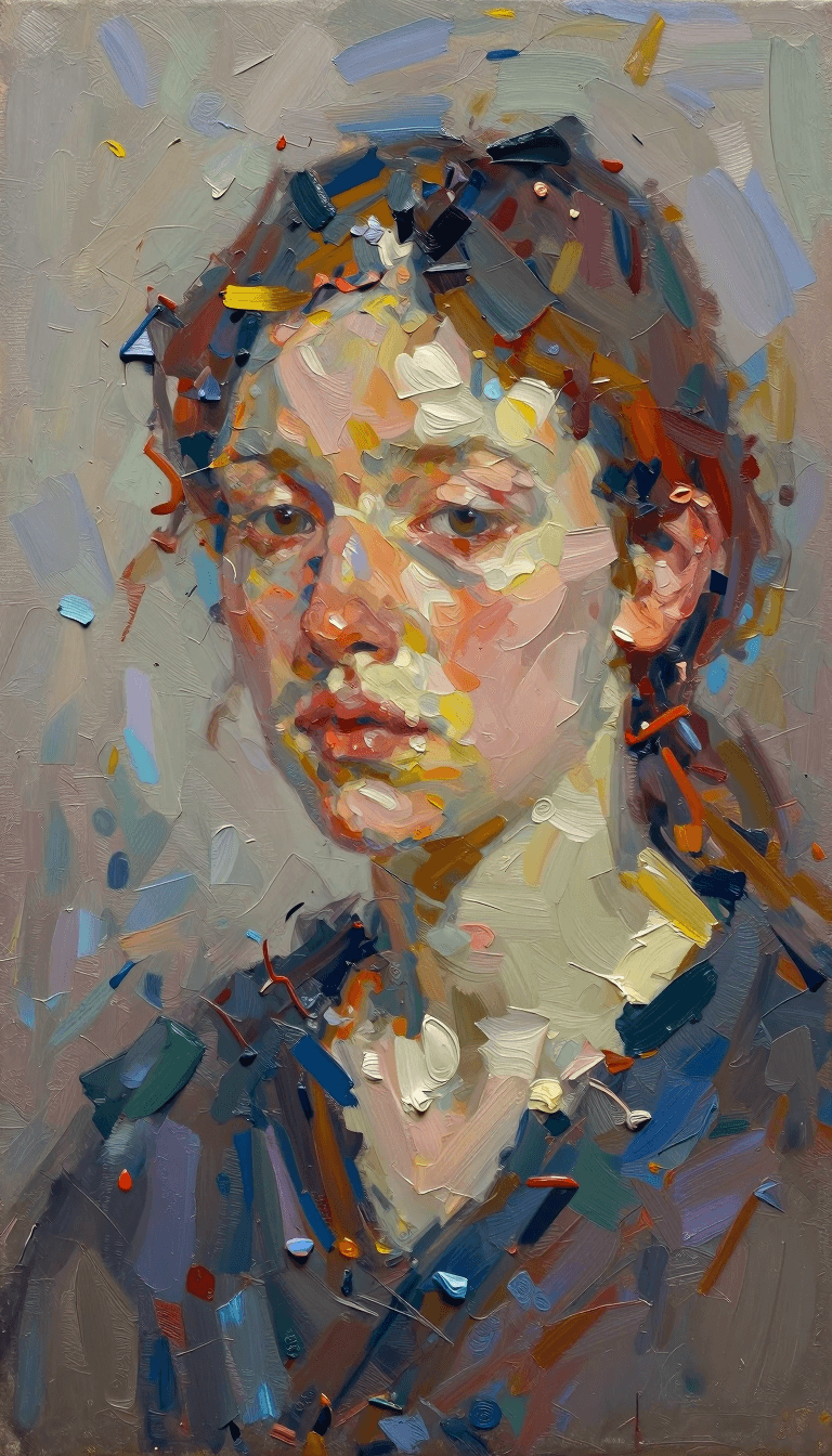 Opheliaai prompt:Impasto oil painting, thick palette knife brushstrokes, highly textured canvas s…