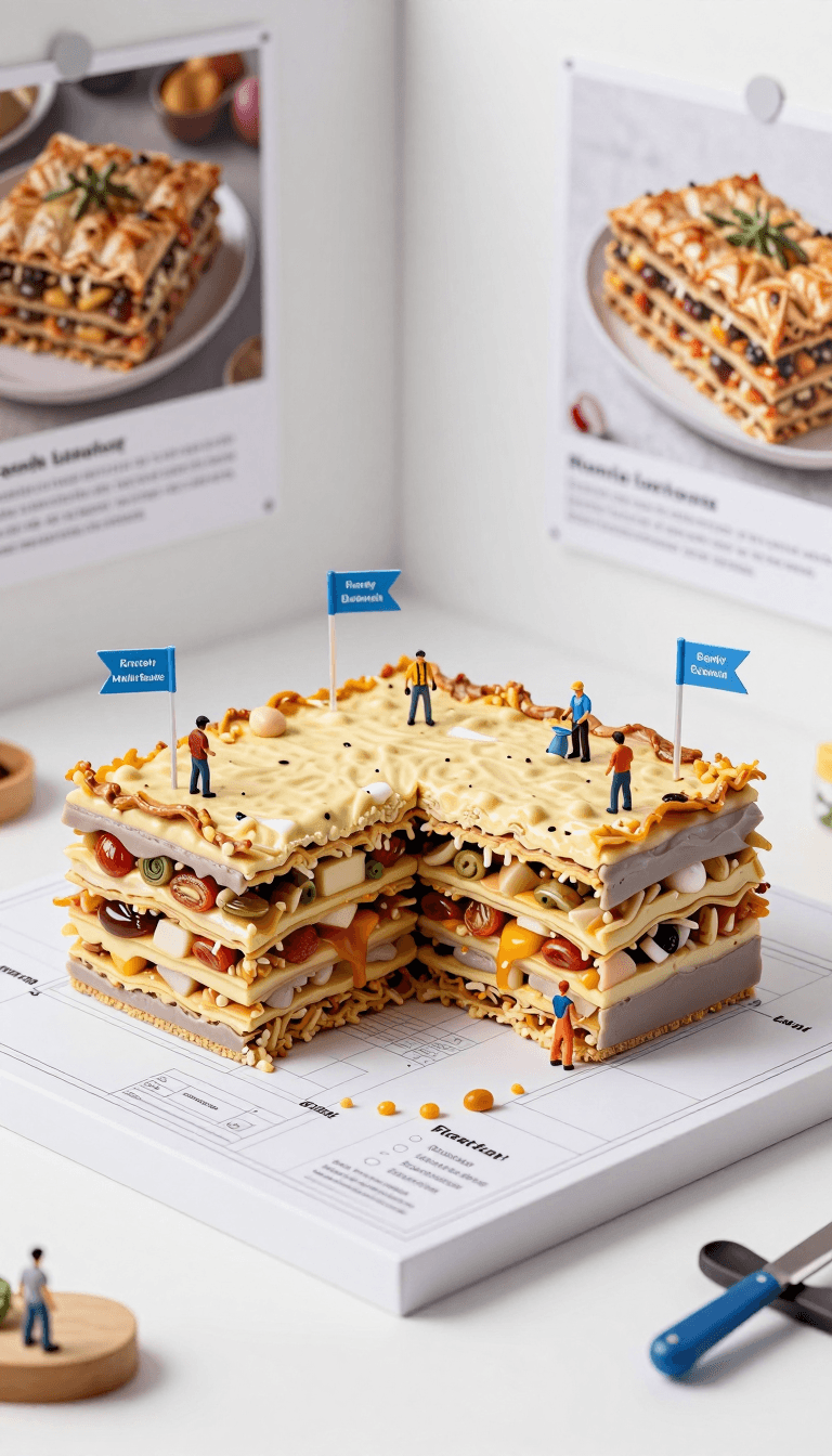 Opheliaai Prompt:Input A: Any layered/textured dish (e.g., lasagna, baklava, mille-feuille, birya…