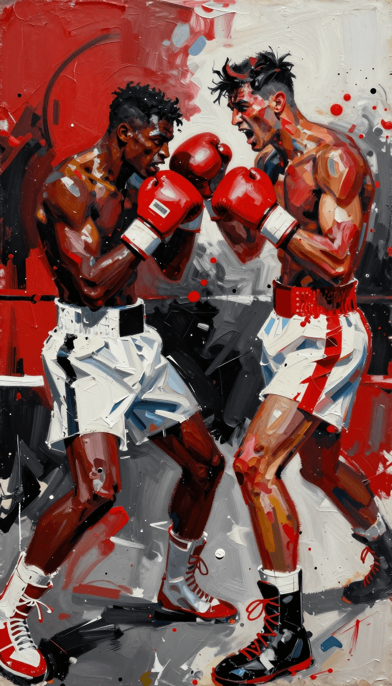 Opheliaai Prompt:An Abstract Expressionist interpretation of the boxing match between the two int…