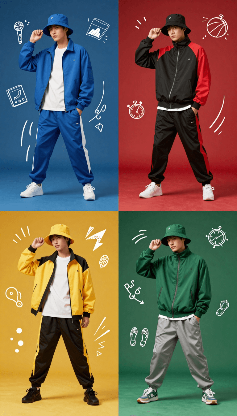 Opheliaai prompt:Create a high-end fashion advertising poster inspired by colorful sportswear cam…