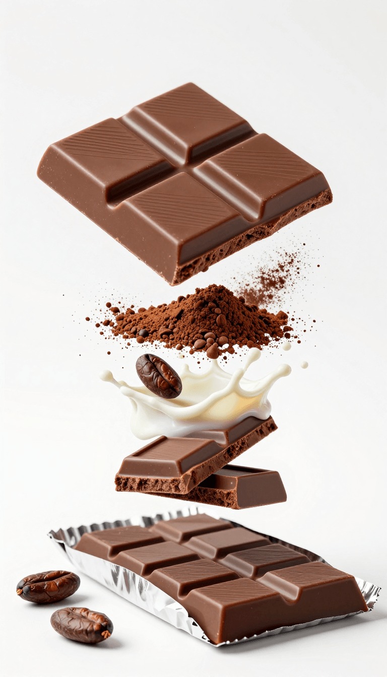 Opheliaai موجه:Motion Prompt: The Chocolate start to round spin while ingredients separate gent…