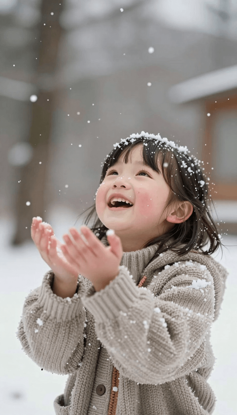 Opheliaai prompt:{ "Objective": "Create a cinematic winter portrait capturing childlike wonder an…