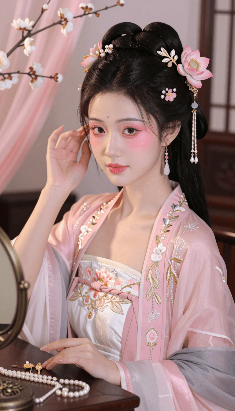 Opheliaai موجه:9:16 vertical version, ancient style soft mist makeup close-up, oriental classic…