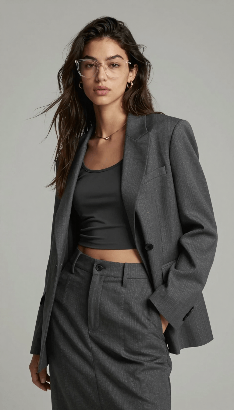 Opheliaai موجه:{ "scene_description": "Modern studio photoshoot of a stylish young woman, ident…