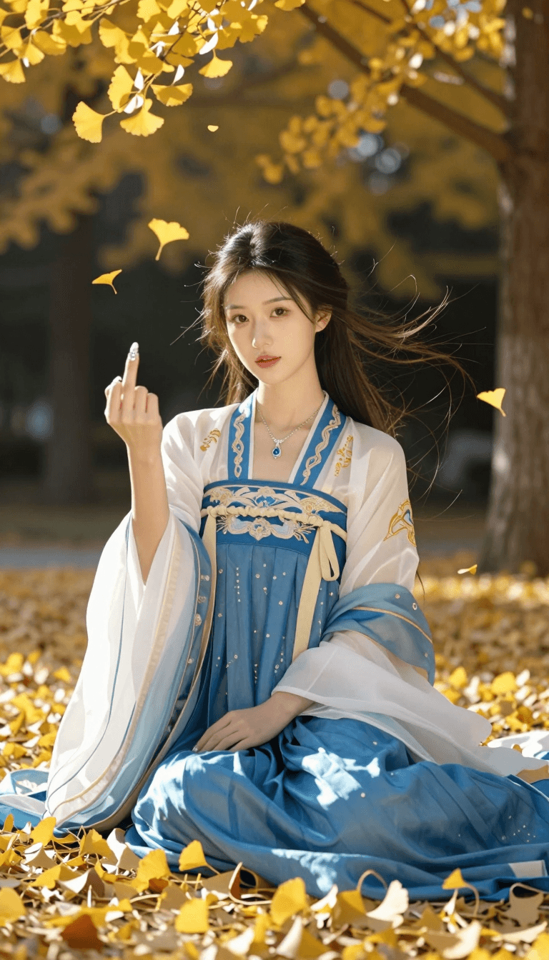 Opheliaai prompt:A tall, ethereal East Asian woman in her early twenties sits low on a dense carp…