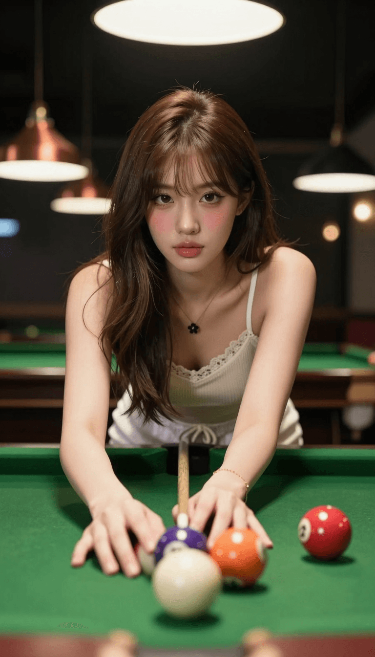 Opheliaai 提示詞:Theme: Through the eyes of billiards Subject: In the center of the frame, in a d…