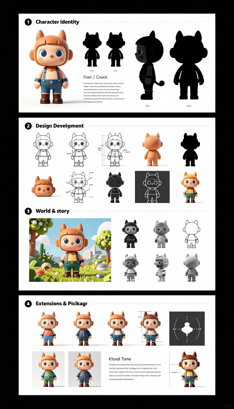 Opheliaai промпт:Create a complete 4-page IP design proposal for an original character brand. [IP…