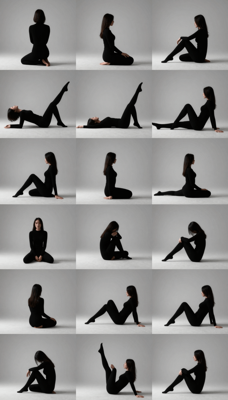 Opheliaai พรอมต์:16-grid pose map x Editorial portrait photography x Subject: [XXX] Generate 1 co…