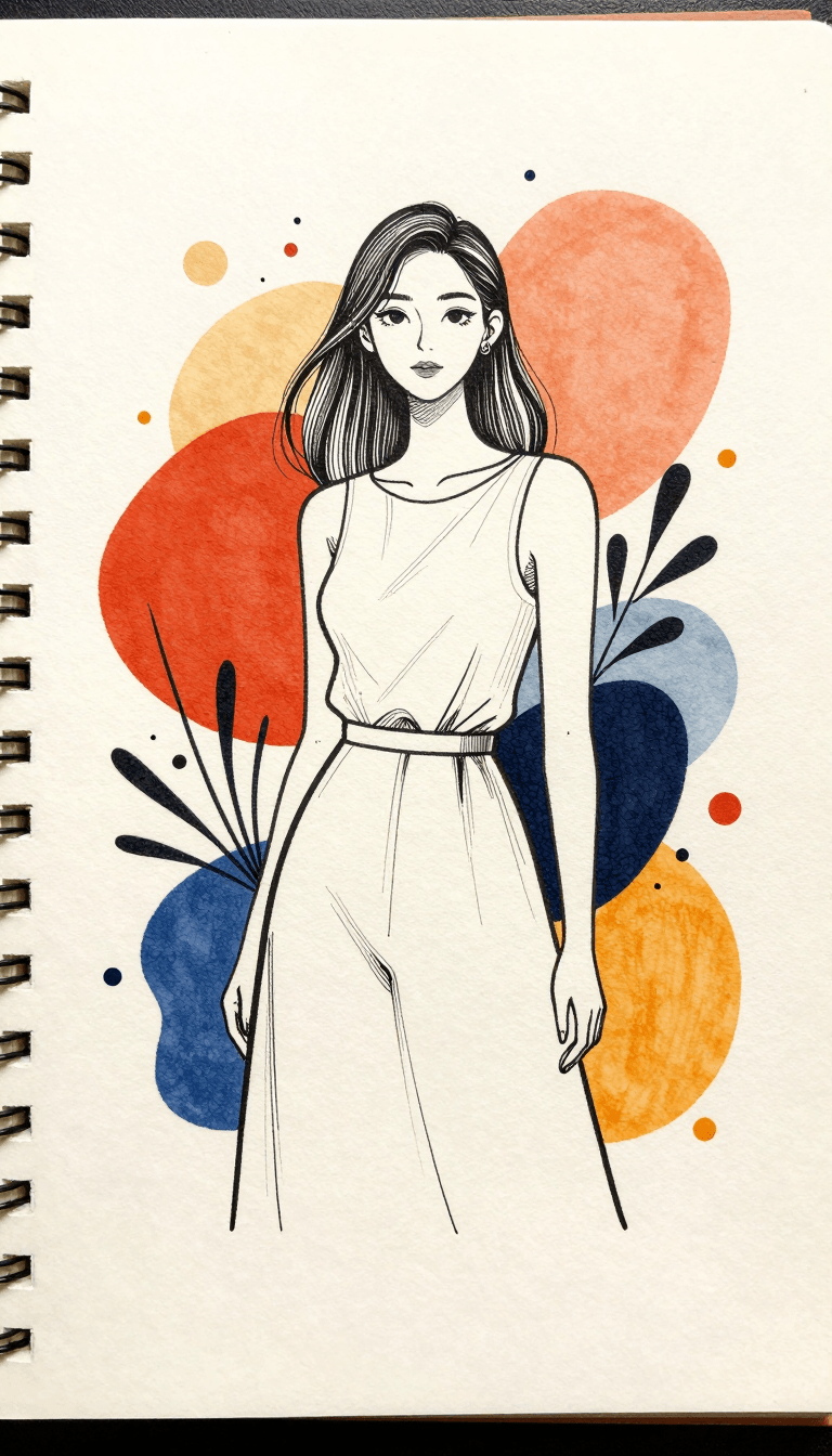 Opheliaai prompt:PHOTO → BOTANICAL INK & COLOR-BLOCK ILLUSTRATION Transform the uploaded photo in…