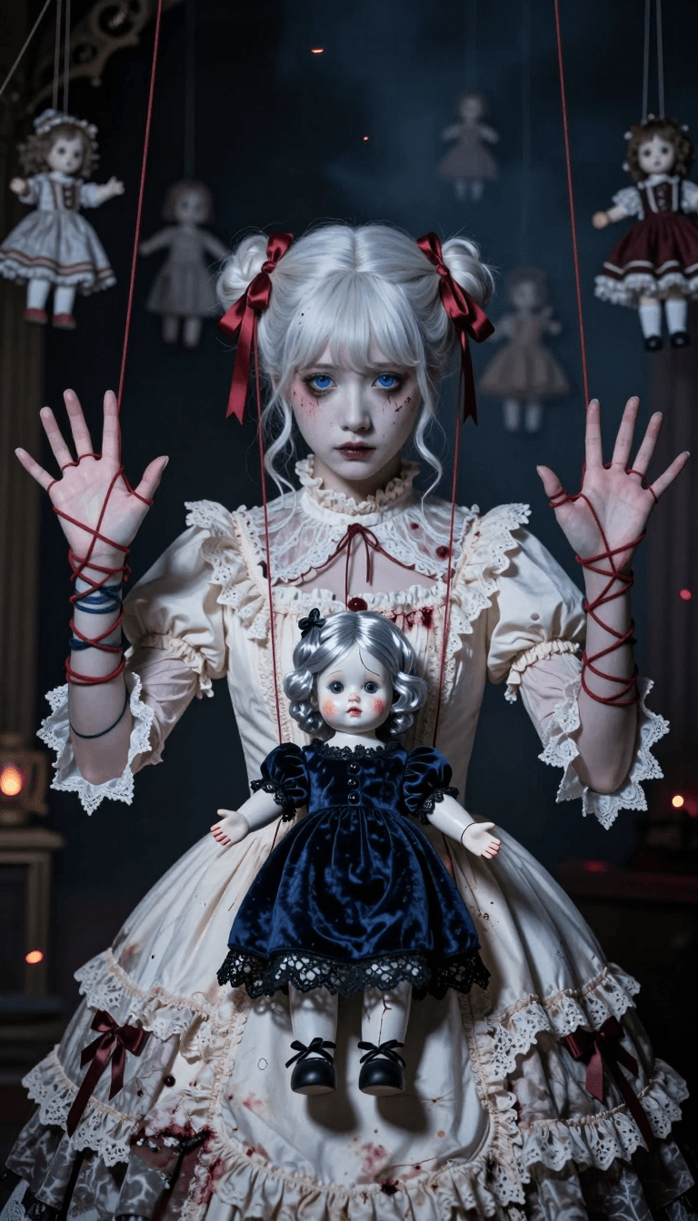 Opheliaai Prompt:Hyperrealistic anime-inspired Gothic dark fantasy, vertical 9:16, centered symme…