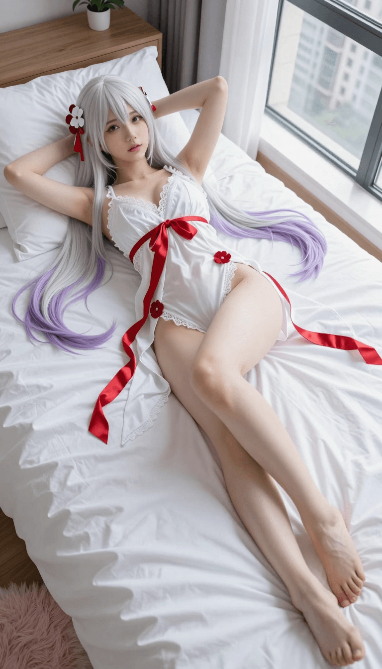 Opheliaai prompt:Ultra-realistic 9:16 live-action photograph of a clearly adult young woman lying…